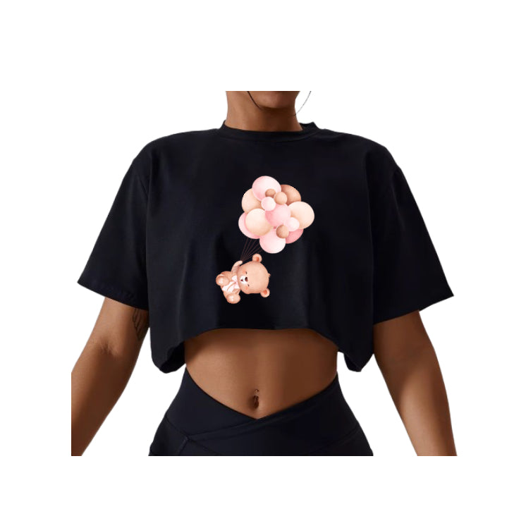 Teddy Print Crop Top