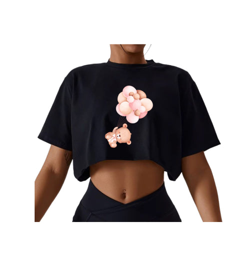 Teddy Print Crop Top